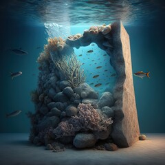 Sea Bed Rock Podium, Create a Stunning Backdrop for Your Product AI generation