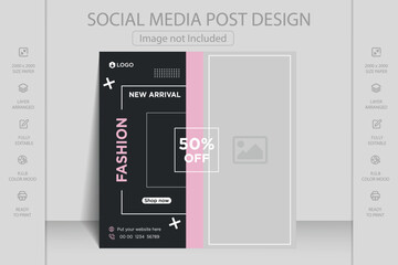 Social media, Facebook and Instagram post web banner template for online fashion sale