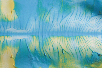 Decorative, blue yellow and green, pattern. Dripping paint, creation, art.