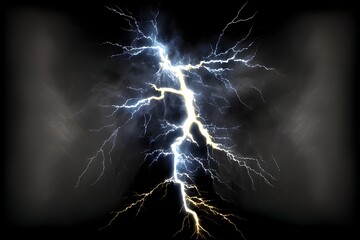 thunder,a lightning bolt on a black background, a digital rendering, shock art  created by generative ai - obrazy, fototapety, plakaty