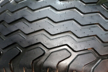 Tread tire of a tractor. Harvester close-up