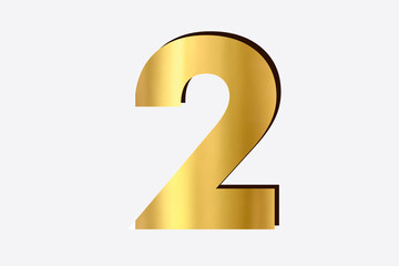 golden number two simple isolated over white background