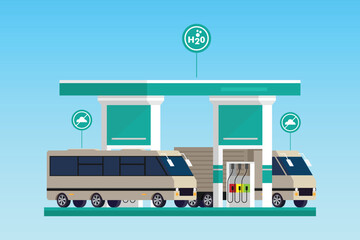 Hydro fuel as green gas industry alternative 2d vector illustration concept for banner, website, illustration, landing page, flyer, etc