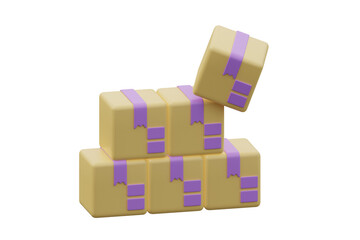 Boxes icon isolated white bacground. 3d rendering