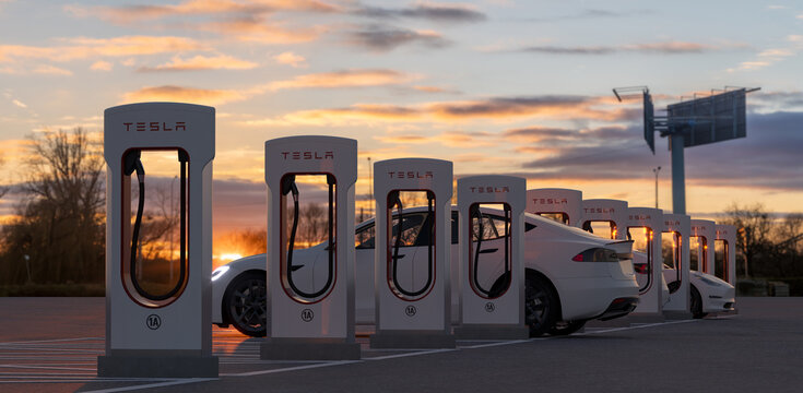 Tesla Superchargers-fast charging station