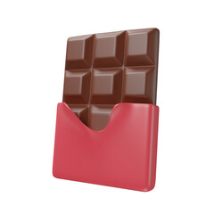 chocolate bar icon 3d render illustration for valentine's Day.