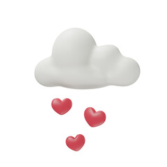 cloud and heart 3d render illustration for valentine's Day.