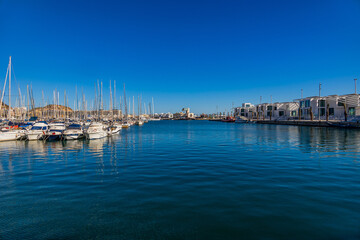 Fototapeta na wymiar urban landscape view of the port of Alicante Spain on a sunny day
