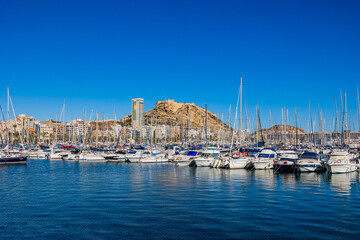 Fototapeta na wymiar urban landscape view of the port of Alicante Spain on a sunny day