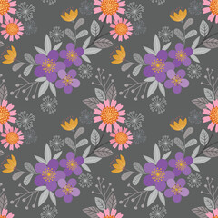 Beautiful flowers design seamless pattern. Can be used for fabric textile wallpaper.