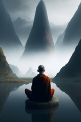 buddha meditating generated by ai ( artificial intelligence )