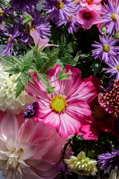 Full frame of bouquet of seasonal flowers