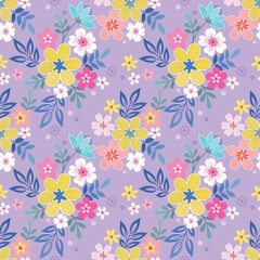Fototapeta na wymiar Beautiful flowers design seamless pattern. Can be used for fabric textile wallpaper.