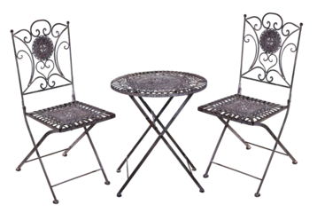 Art nouveau garden furniture made of metal, transparent background