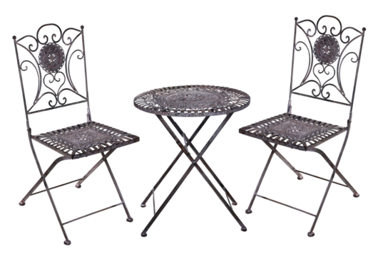 Art nouveau garden furniture made of metal, transparent background