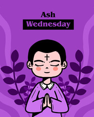 ash wednesday poster banner with vector illustration 