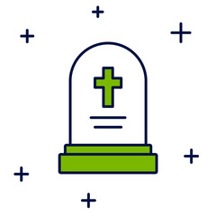 Obraz premium Filled outline Grave with tombstone icon isolated on white background. Vector