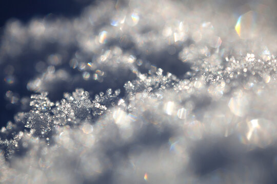 Macro photography of snow crystals