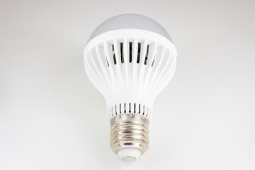 Energy saving LED light bulb on white background. Energy saving concept.