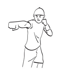 line art man punching fist to fight illustration vector hand drawn isolated on white background