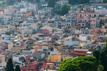 City view of Taormina / Cityscape of the city of Taormina on the island of Sicily, Italy. - 568697882