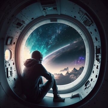 An astronaut experiencing the galactic wonders from the spacecraftl. Generative AI