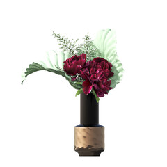 decorative flowers and plants for the interior, isolated on transparent background, 3D illustration, cg render
