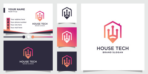 House logo design with creative technology concept