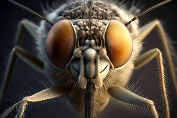 macro of an insect with faceted eyes generative ai illustration