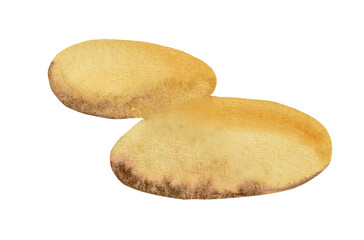 Watercolour illustrations of sand surfaces for creating compositions. A set of pieces of earth for the design. Image isolated on a white background.