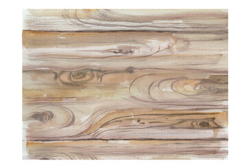 Watercolor Wood Board Horizontal Shabby Texture. Wooden Color Vintage Watercolor Background. Closeup. Copy Space.