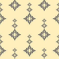 Seamless pattern, traditional ethnic pattern on yellow background, aztec abstract vector pattern design for