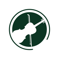 Violin flat logo design with simple circle. vector illustration