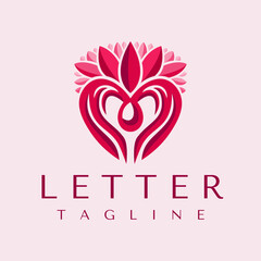 Stylish floral M letter logo design template