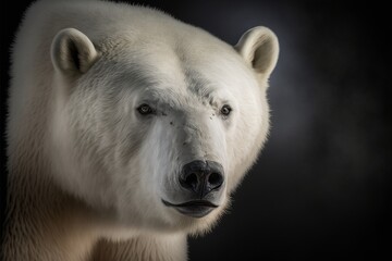 Obraz na płótnie Canvas close up of a polar bear on a black background. generative ai.