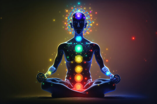 3d illustration of a man meditating