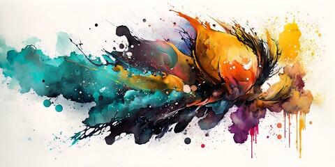 Abstract watercolor splash beautiful painting background. Generative AI technology. - obrazy, fototapety, plakaty