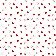 Seamless vector pattern of red heart unstable movement on white background