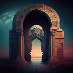 Fototapeta premium ai generated image of arch architecture of mosque