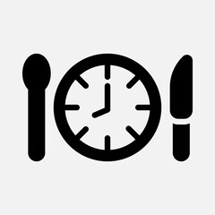 Time to eat icon in solid style, use for website mobile app presentation