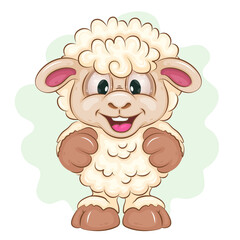 Cute Cartoon Sheep. Clipart. Cute cartoon Sheep illustration. Unique design, Children's mascot.