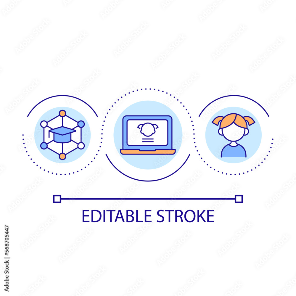 Poster online education resources for children loop concept icon. digital schooling programs. e learning ab