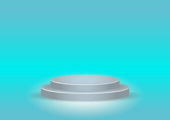 Pedestal platform in abstract stage for product placement