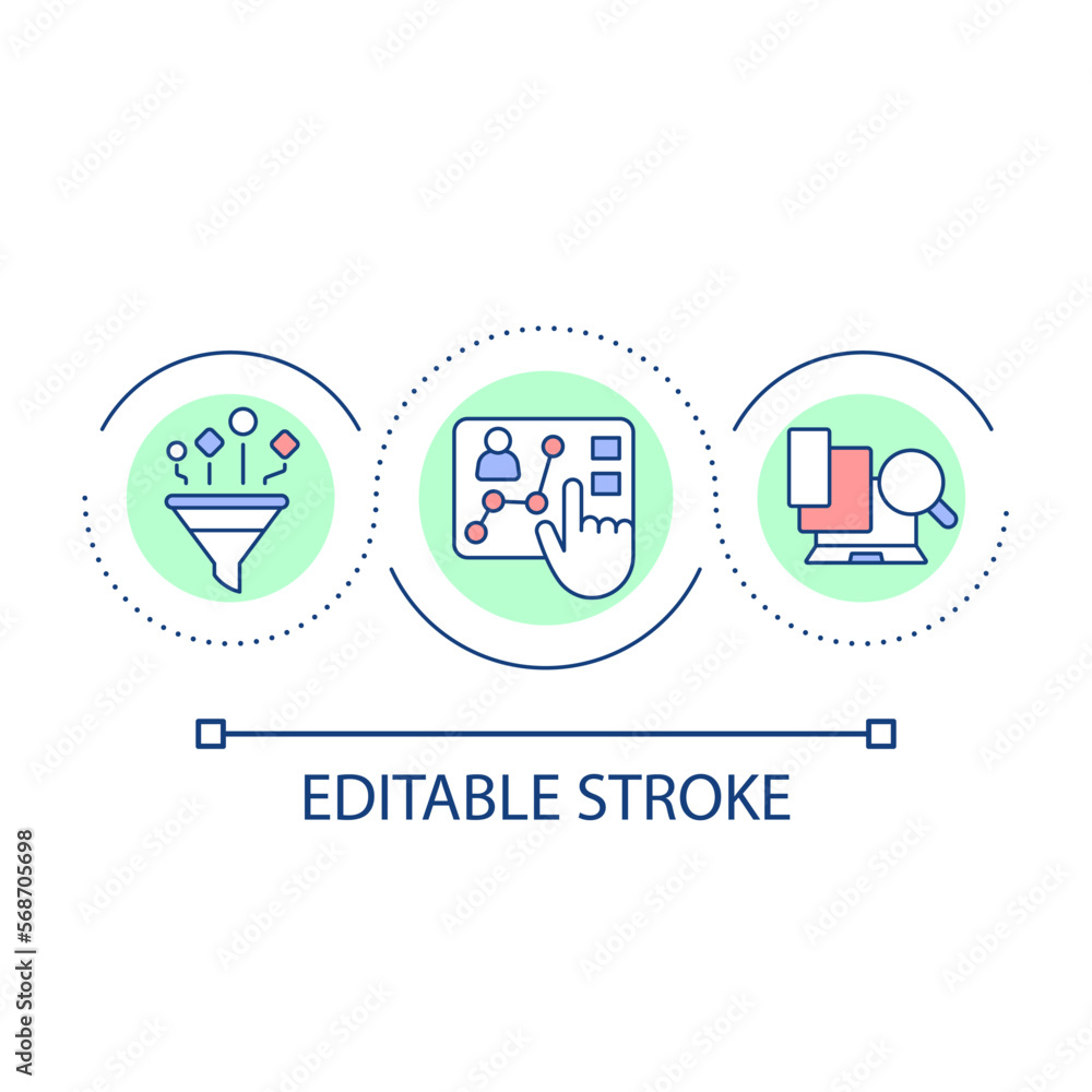 Poster personal information online loop concept icon. digital employee case. data filtration abstract idea 