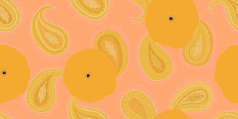 Cute hand drawn floral paisley ornament pattern. Abstract trendy ethnic style. Fashionable vector template for your design. 