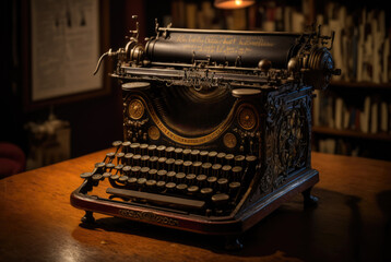 Old vintage typewriter, Generative AI
