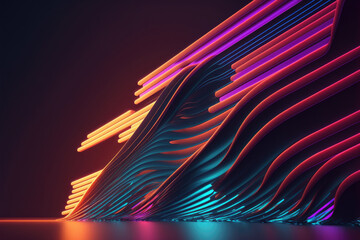 3d illustration of an abstract background with flowing neon lights