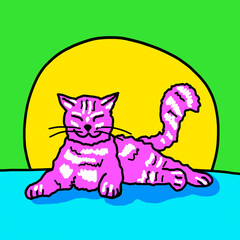 Cat illustration - Hand drawn home pet