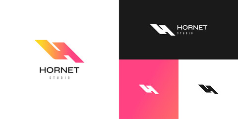 Abstract and Modern Letter H Logo Design in Colorful Gradient Style