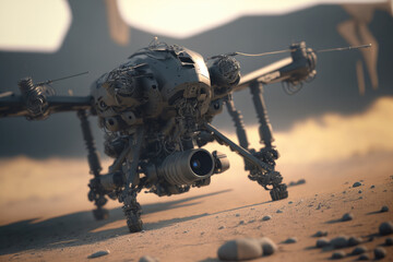 3d illustration of a drone in a warzone